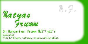 matyas frumm business card
